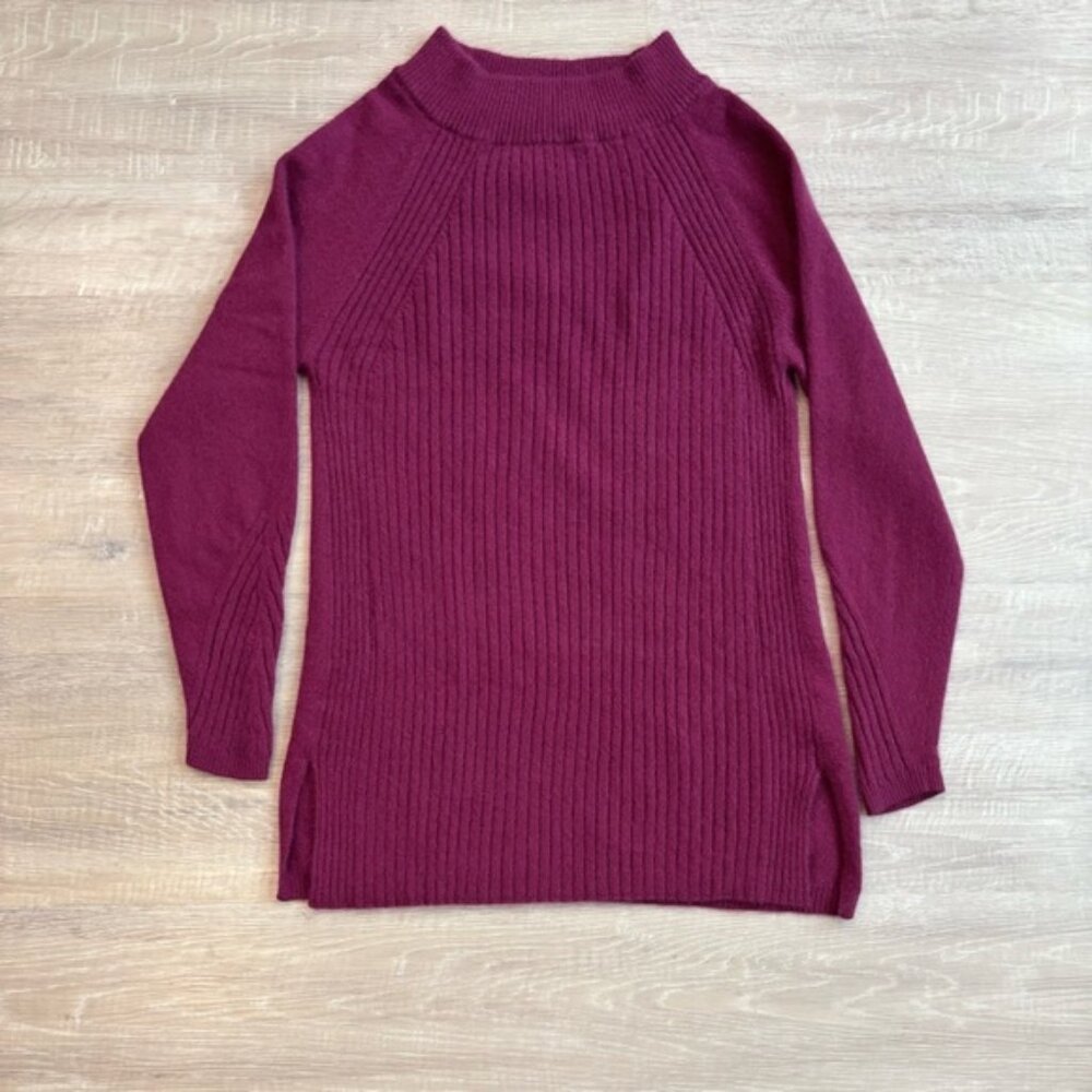 EUC Soft Surroundings Magenta Womens Ribbed Knit 100% Cashmere Sweater Medium